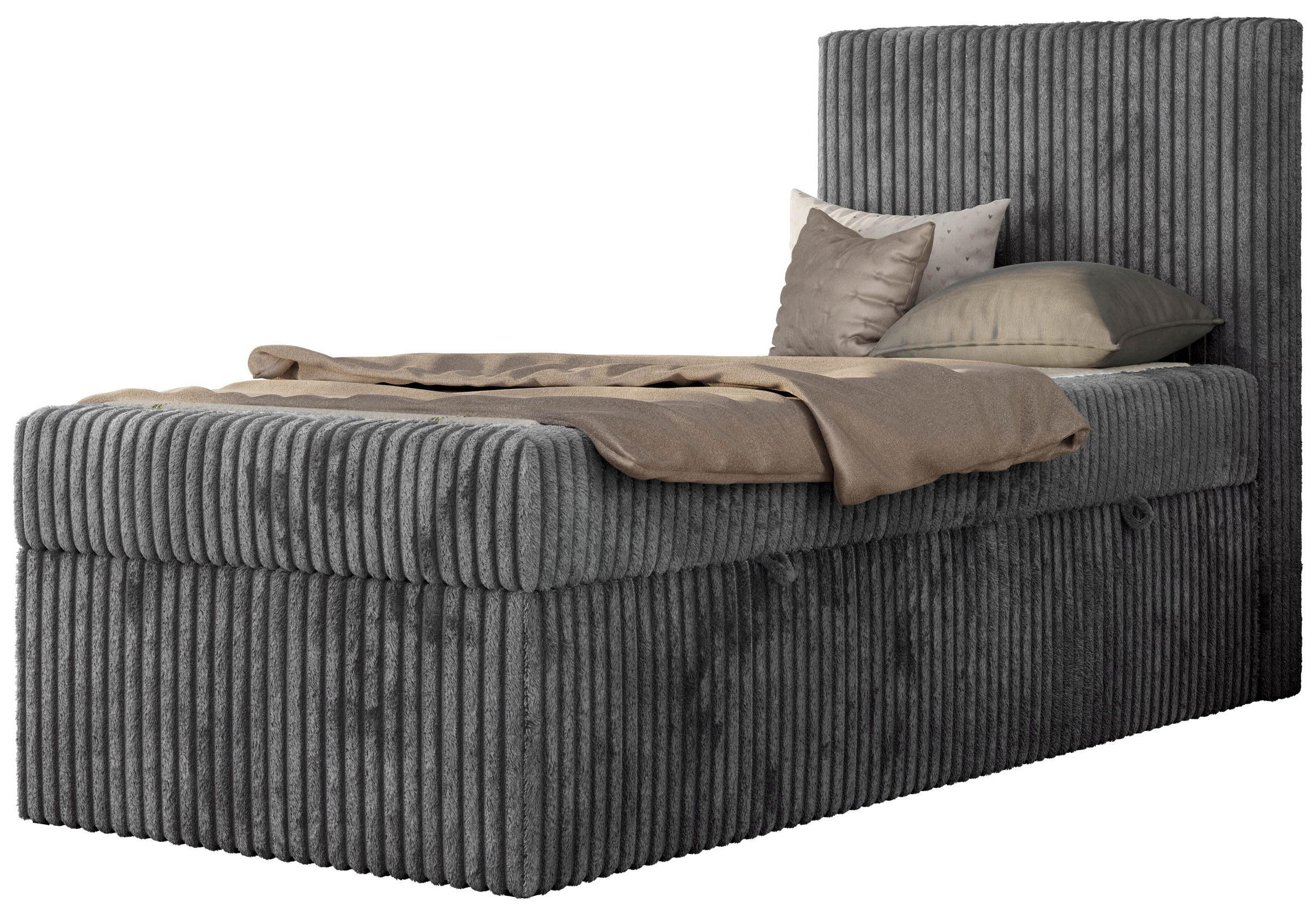 JUGENDBETT TILIO 90/200 - Grau - H4 - Rechts Seite - Grau, Textil (90/200cm) - MKS