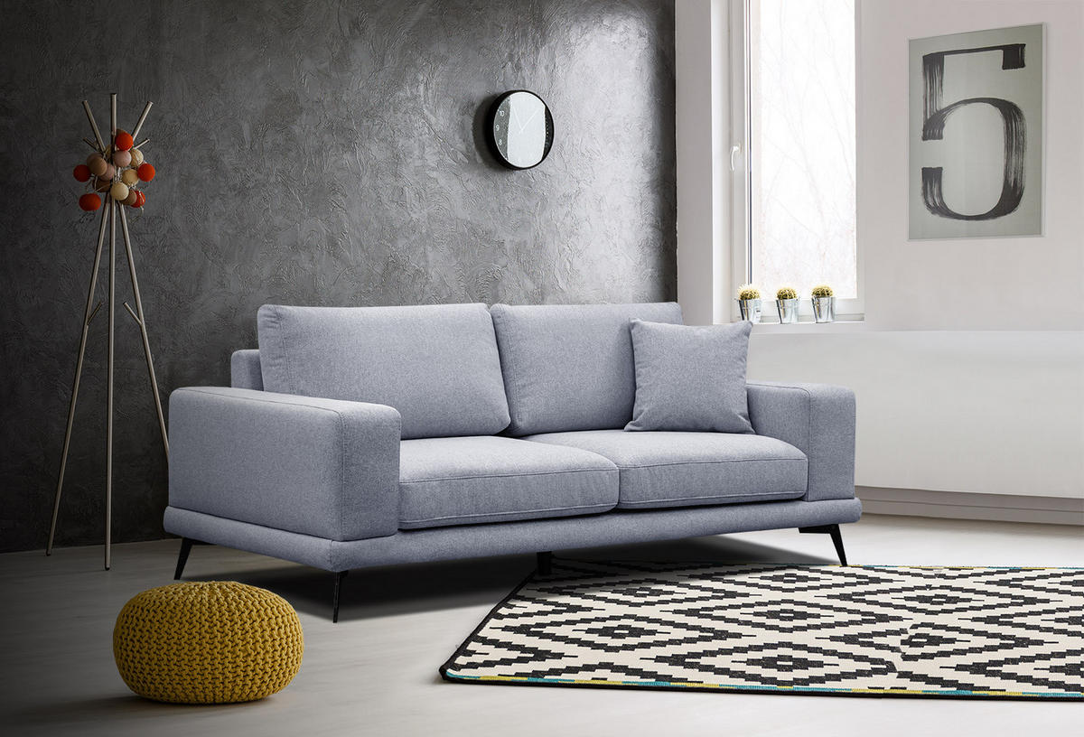 SOFA MEDIOLANE 2,5-Sitzer, hellblau - Hellblau, Holzwerkstoff/Textil (203/87/96cm) - Courtois Laville