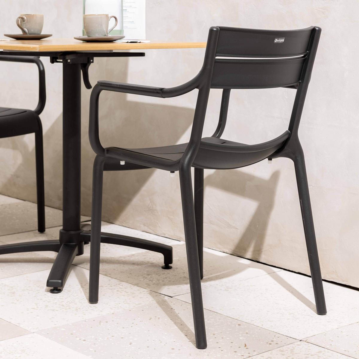 GARTENSTUHL 4-tlg., Schwarz - Schwarz, Kunststoff (50/82/54cm) - Oviala