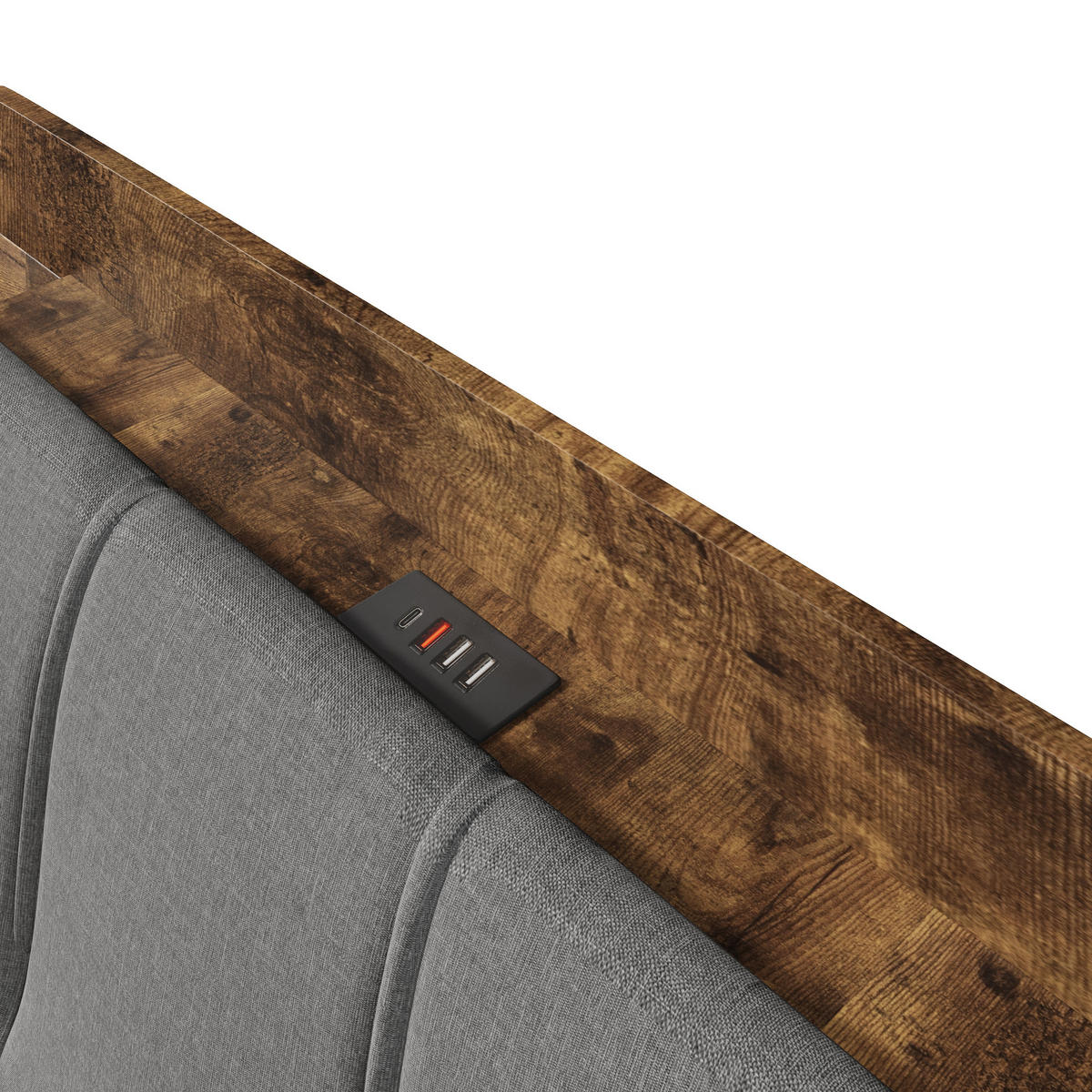 ČALOUNĚNÁ POSTEL 140x200cm Úložná LED USB-C Len Šedá - šedá, přírodní materiály (140/200cm) - FLIEKS