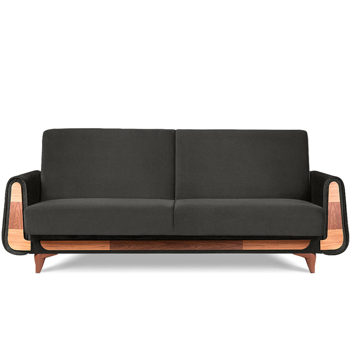 3-SITZER SCHLAFSOFA GUSTAVO mit Armlehnen, anthrazit - Anthrazit/Braun, Textil (230/98/98cm) - KONSIMO®