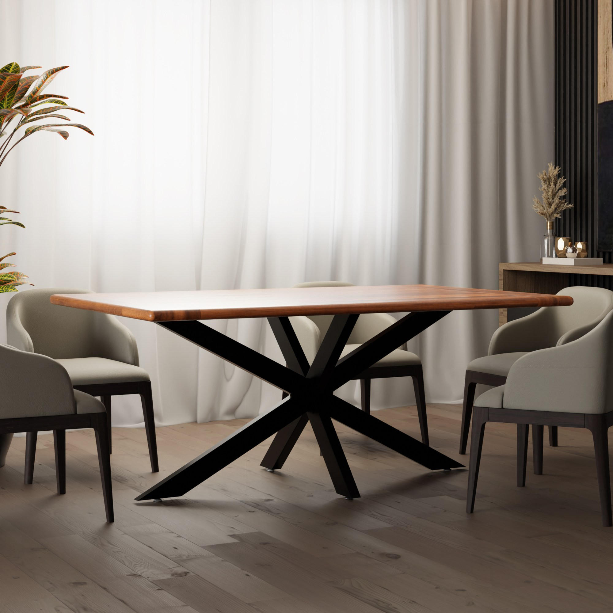 TISCHBEIN eckig 150/78/71 cm Metall Schwarz - Schwarz, Metall (150/71/78cm) - CLP