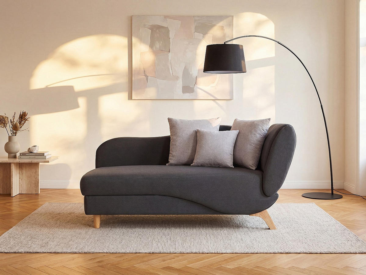 RECAMIERE mit Schlaffunktion - 1 Person - stoff - anthrazitgrau Penelope - Anthrazit, Textil (160/81/80cm) - Vente-Unique