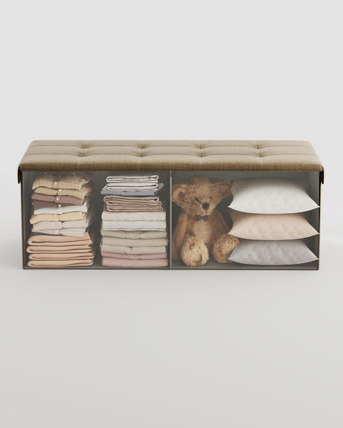 TRUHENBANK Helltaupe 110x38 cm Klappbar - Taupe, Holzwerkstoff (110/38/38cm)
