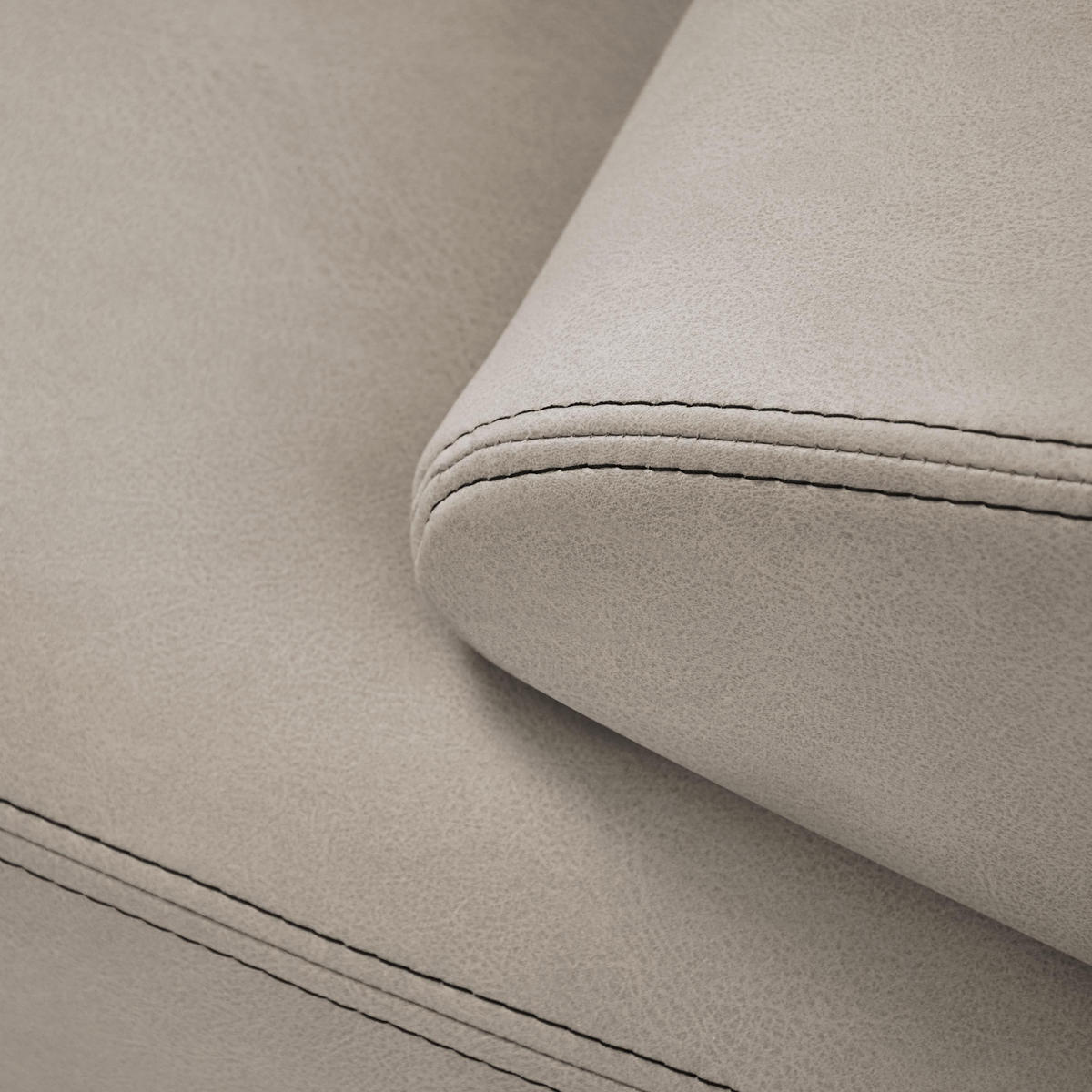 3-SITZER SOFA Omega aus Kunstleder, Beige - Beige/Schwarz, Leder (225/88/98cm) - Beautysofa