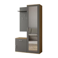 GARDEROBE Patricia 100 cm mit Spiegel, mit Schuhschrank und Schublade, artisan, grau - Eiche Artisan/Grau, Kunststoff (100/181/35cm) - Margaret Hadas24