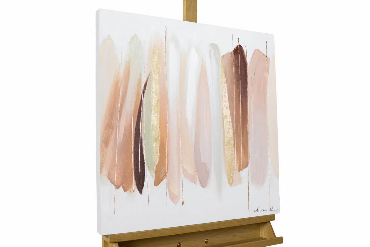 ÖLGEMÄLDE 60/60 cm - Pink/Beige, Holz/Textil (1.7/60cm) - KUNSTLOFT