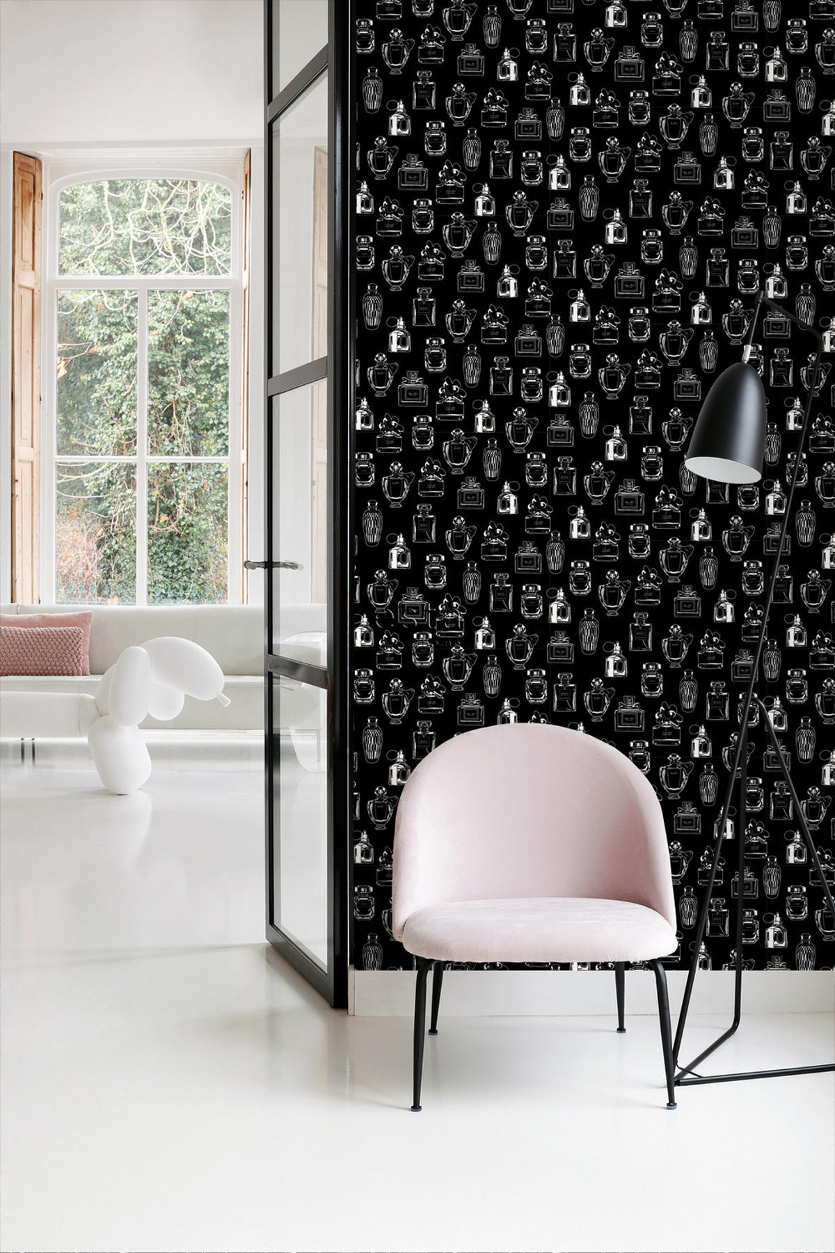 TAPETE Parfumflaschen 53 cm x 10.05 m - Schwarz, Papier (53/1000cm) - ESTAhome
