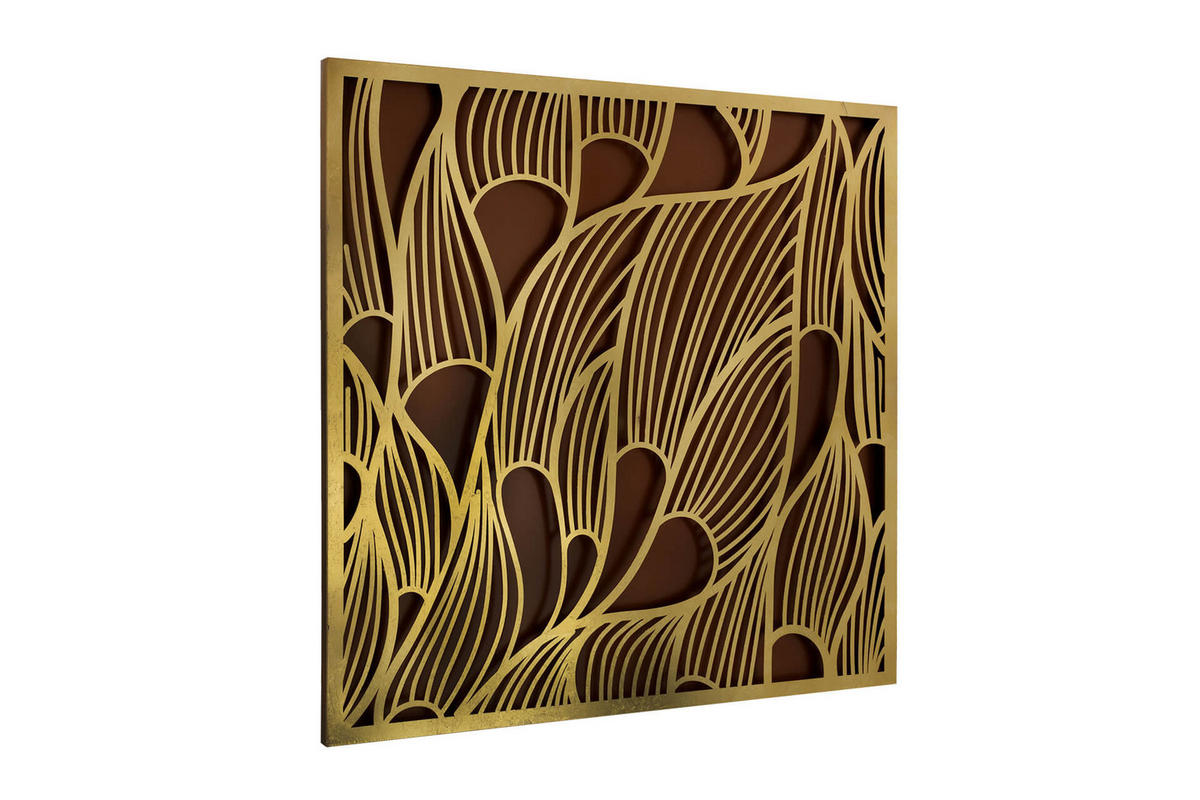 METALLBILD Gold 80/80 cm - Goldfarben/Schwarz, Metall (5.2/80cm) - KUNSTLOFT