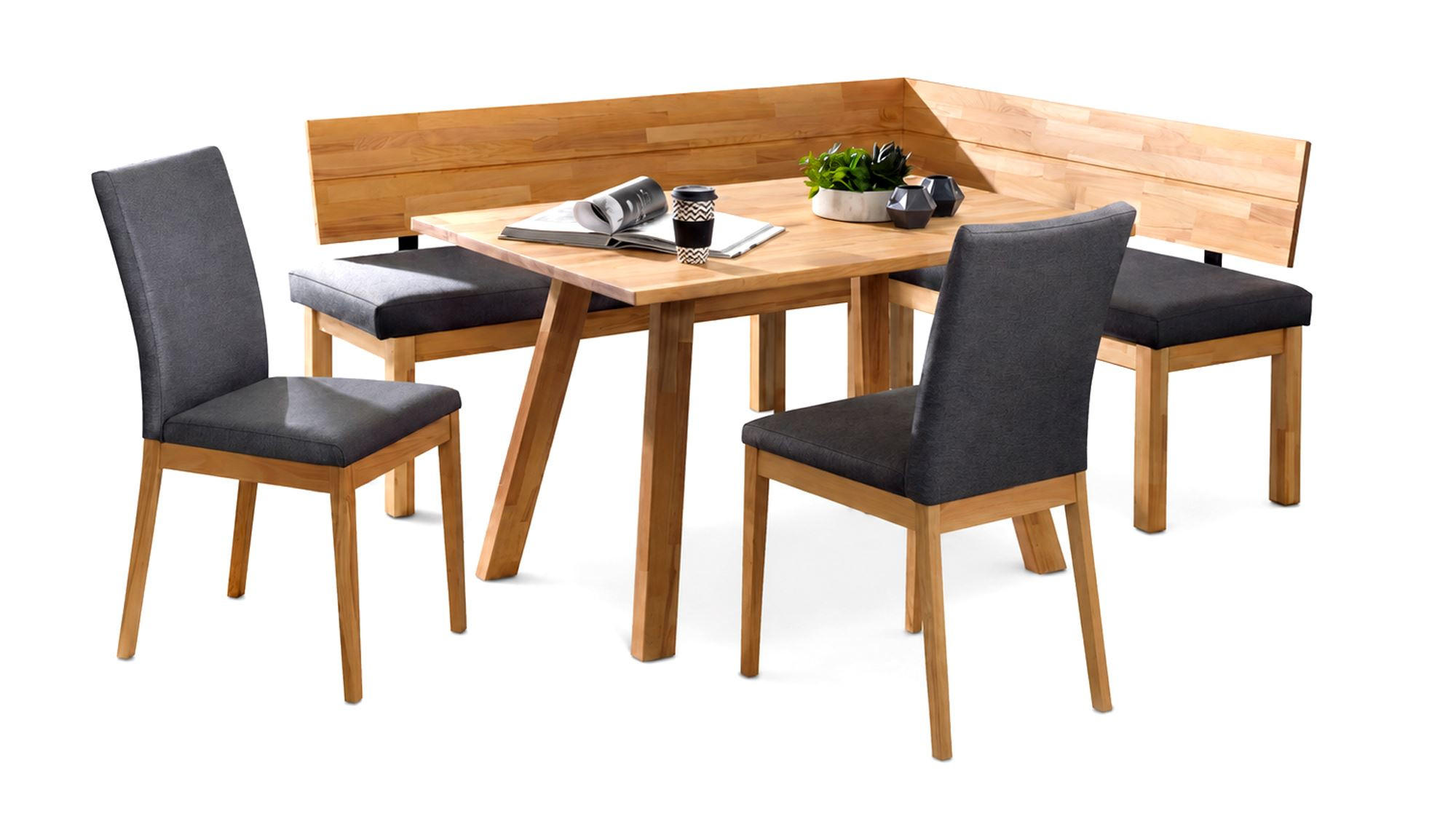 58aufmkessel Eckbankgruppe Kernbuche, Grau 194x85x155 cm