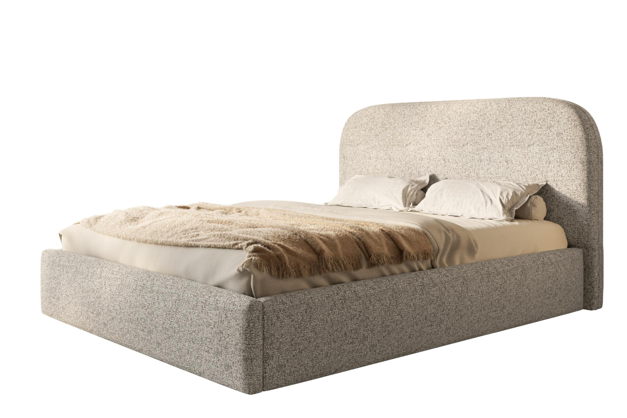 BETT 180x200 - Polsterbett mit Bettkasten und Holzrahmen - Modern Betten - Eleganter Puente-Stoff - Kollektion Verona - Beige Melange - Beige, Holz/Textil (180/200cm) - Alpi-Möbel