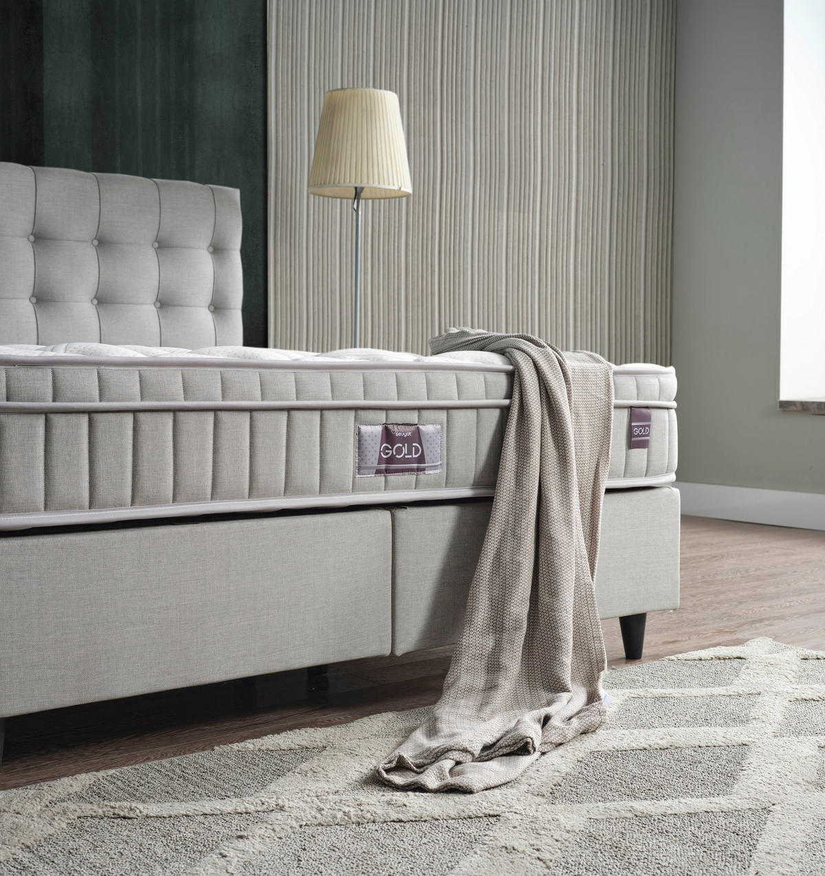 POLSTERBETT-SET Chester 180x200 Grau - Bett inkl. Matratze - Grau, Metall (180/200cm) - Villa Möbel