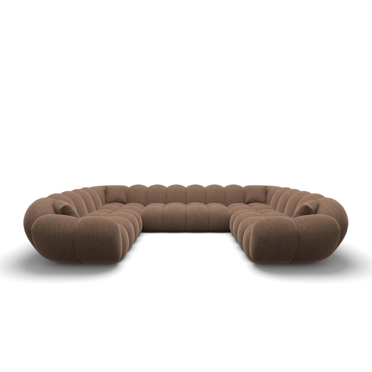 WOHNLANDSCHAFT Liva Braun Strukturstoff U-Form XXL Panorama - Braun, Textil (316/70/258cm) - VAROYAL