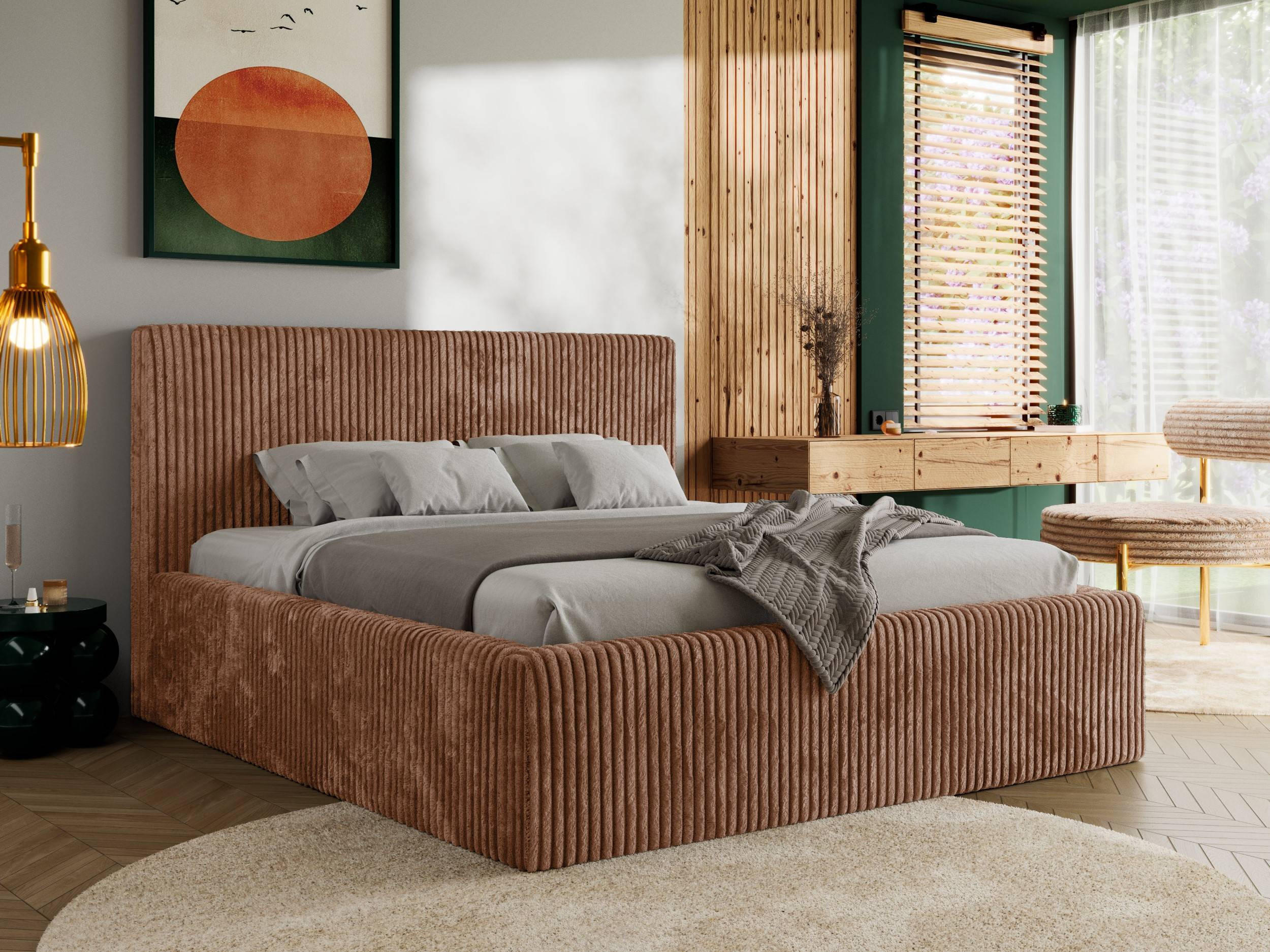 POLSTERBETT TILIANO CLASSIC 140/200 - Orange Cord - Pocket-Matratze - Orange, Textil (140/200cm) - MKS