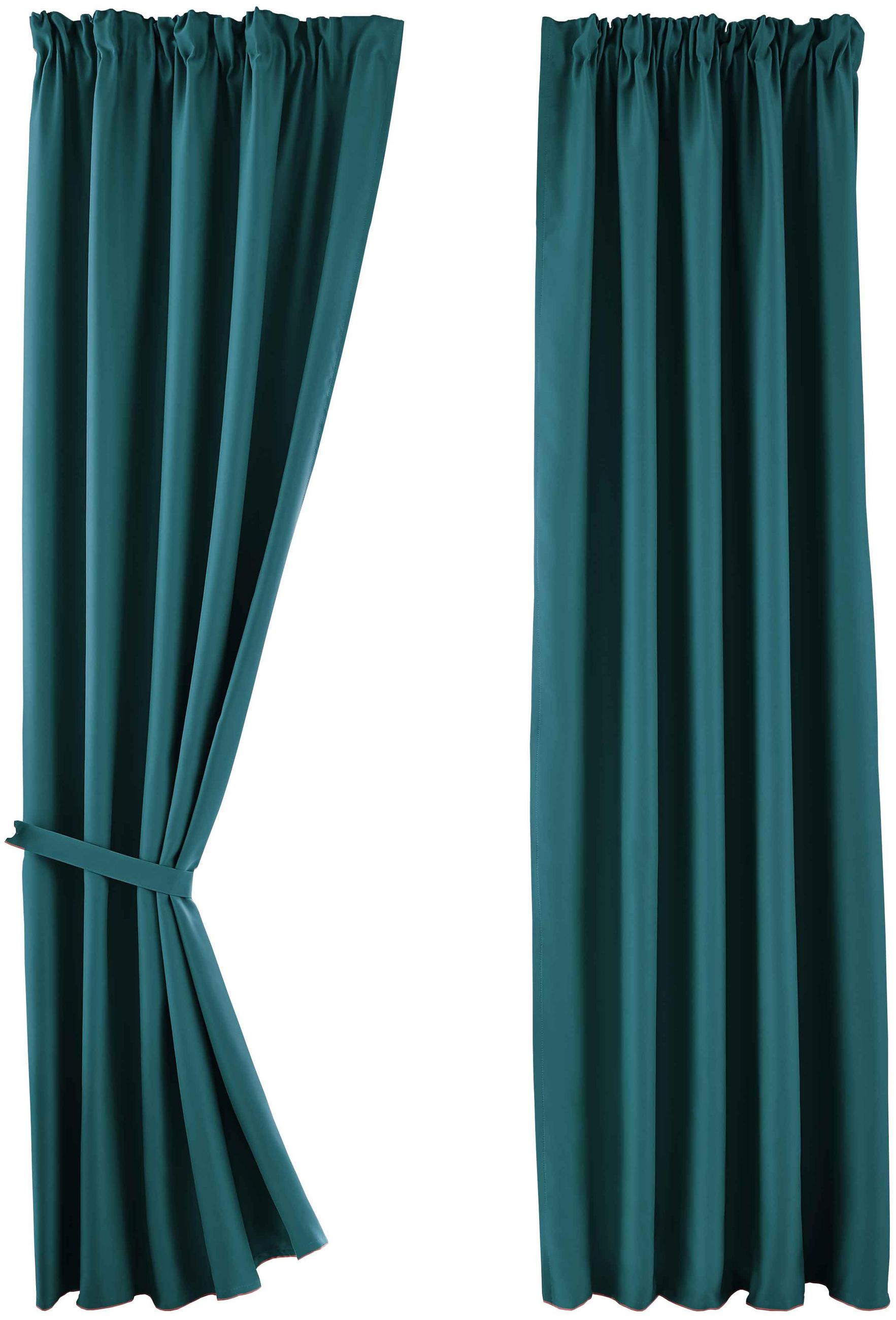 VORHANG 2ER SET NEWYORK HxB 225x140 cm Petrol - Petrol, Textil (140/225cm) - Gardinenbox