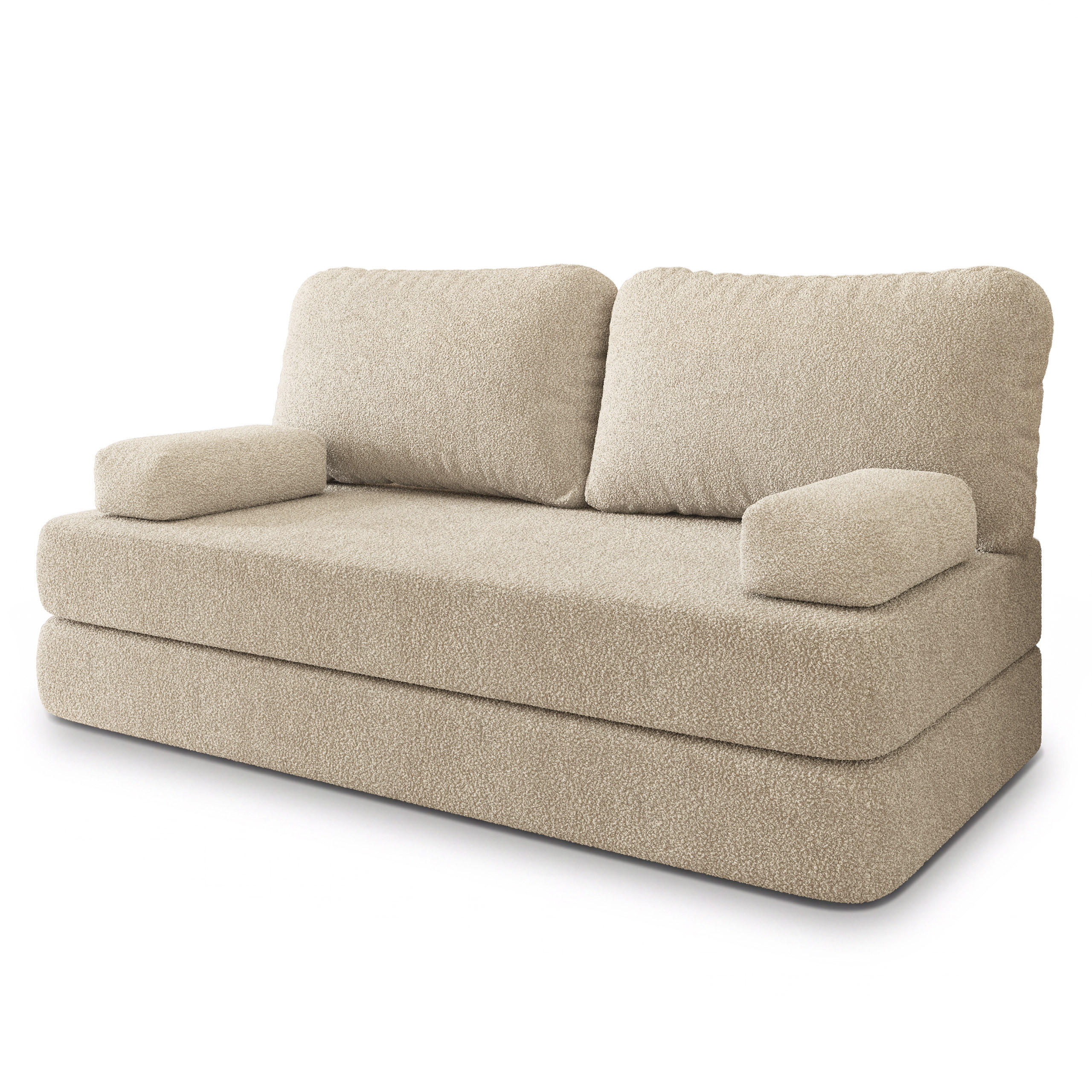 BETTSOFA NIKSI aus Schaumstoff Bucle-Stoff Creme Schlaffunktion - Creme, Textil (170/86/80cm) - MASSENO