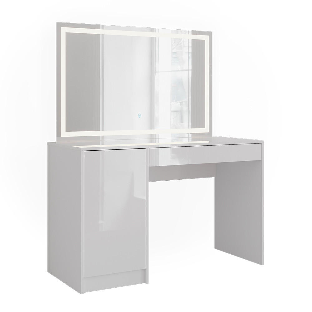 SCHMINKTISCH Sherry Weiß/Weiß Hochglanz 119.8 cm mit LED-Spiegel - Weiß Hochglanz, Holzwerkstoff (119.8/76/50.1cm) - Vicco