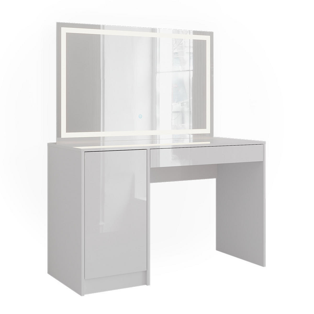 SCHMINKTISCH Sherry Weiß/Weiß Hochglanz 119.8 cm mit LED-Spiegel - Weiß Hochglanz, Holzwerkstoff (119.8/76/50.1cm) - Vicco