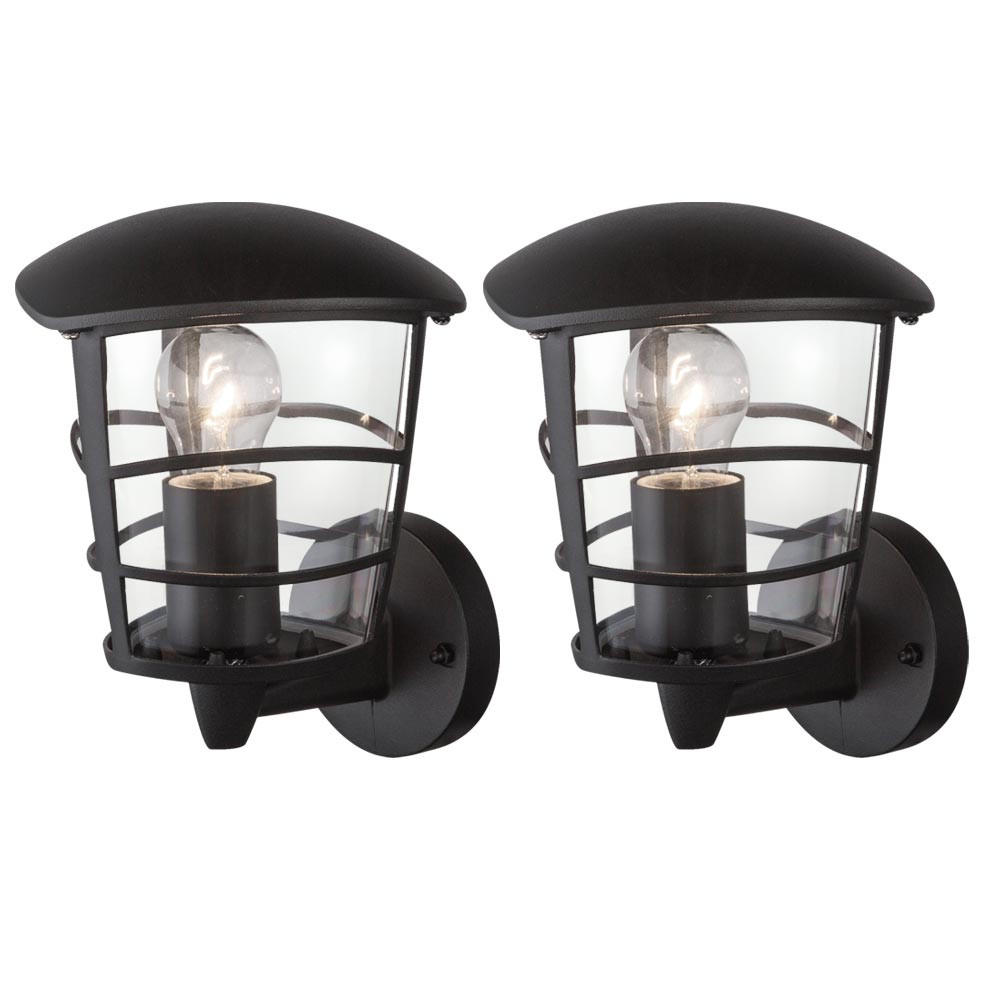 AUSSENLEUCHTE Aluminium Schwarz OMERO 2er Set - Schwarz, Metall (19.5/16.5/22.5cm) - Globo Lighting