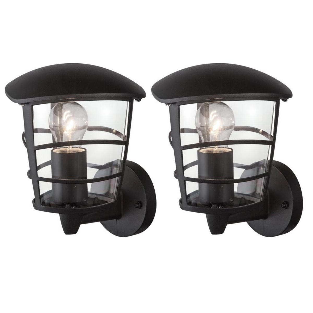 AUSSENLEUCHTE Aluminium Schwarz OMERO 2er Set - Schwarz, Metall (19.5/16.5/22.5cm) - Globo Lighting