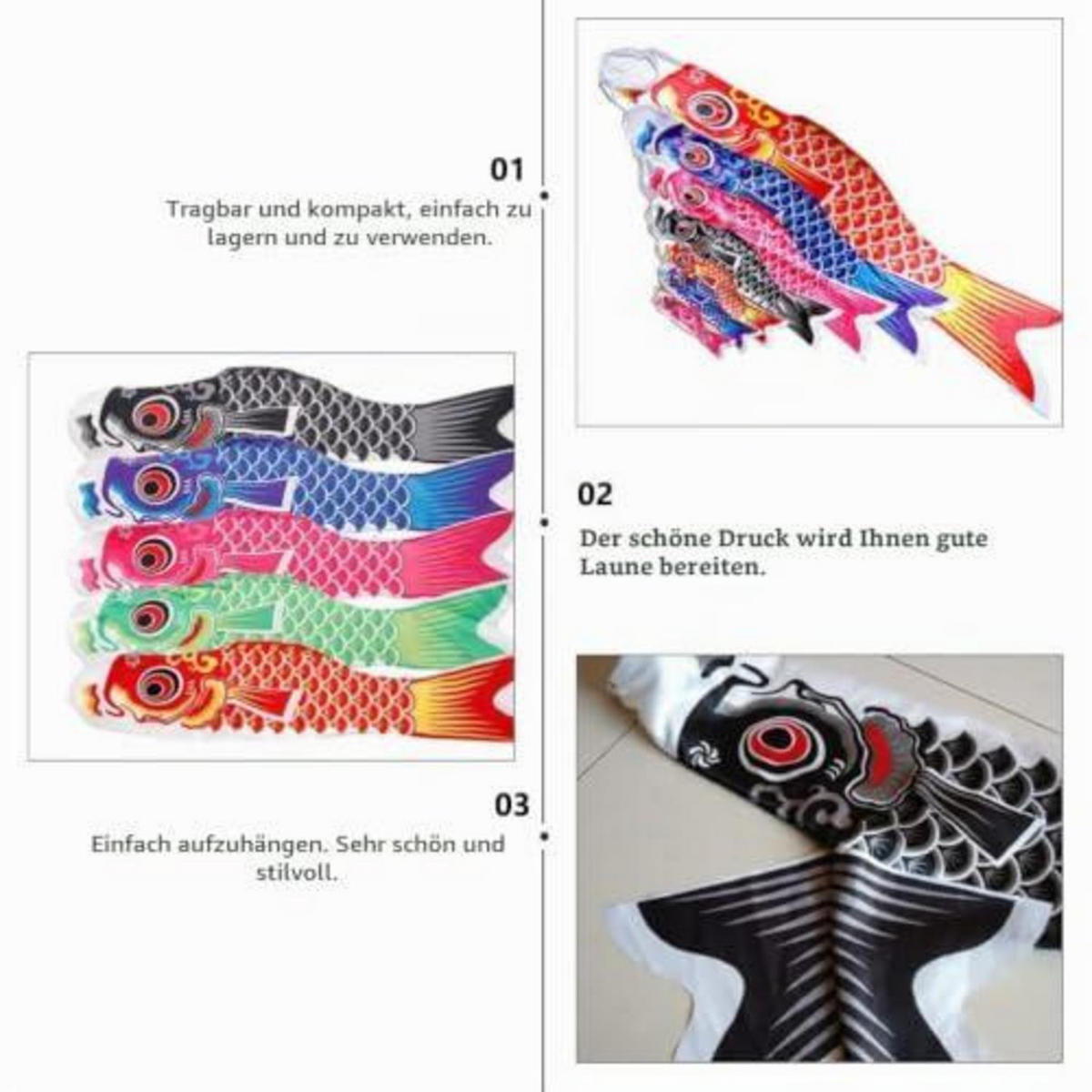 WINDSACK Fisch 5-teiliges Set 70 cm - Multicolor, Textil (70/17/1cm)