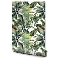 VLIESTAPETE Tropische Bananenblätter – Grün, Weiß – 50x1000 cm - Weiß/Grün, Papier (50/1000cm) - Muralo