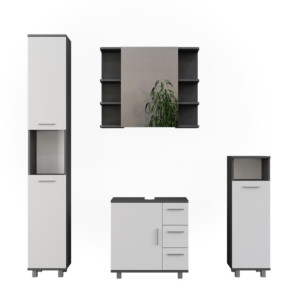 BADRUMSMÖBELSET Ilias Antracit/vit 4 delar Antracit, Vit 60.8/60.2/33 cm