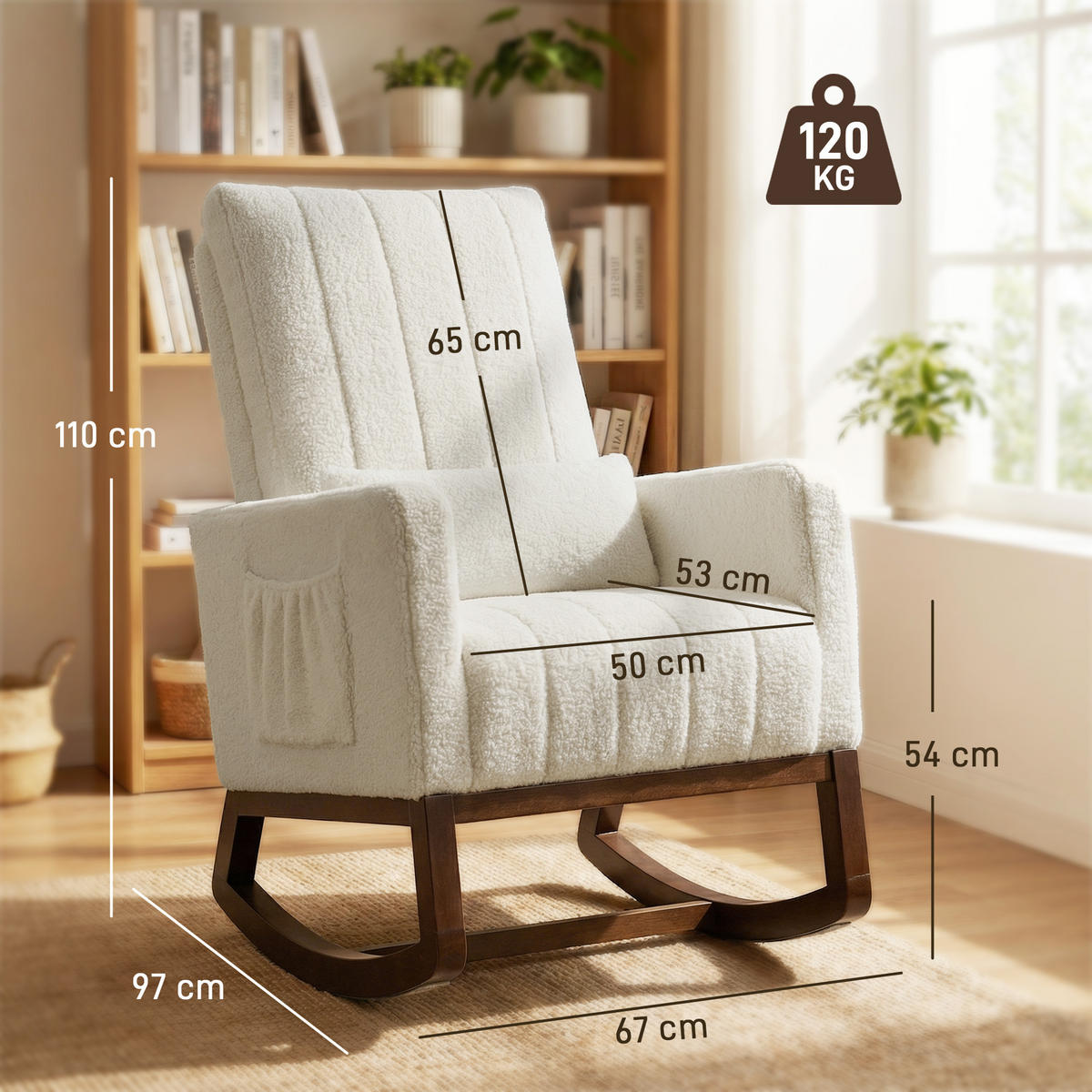 SCHAUKELSTUHL DE-17424 Creme - Creme, Holz (67/110/97cm) - ComfortXL