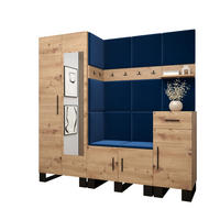 GARDEROBEN-SET 196/200/45,6 - Schwarz/Dunkelblau, Holz/Kunststoff (200/196/45.6cm) - Abiks Möbel