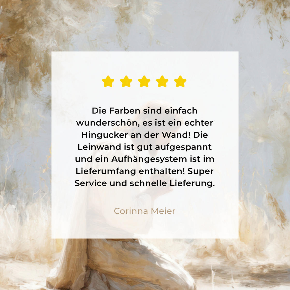 LEINWANDBILD Jesus - Kniend - Waldlandschaft - Betend Wandbilder 80x60 cm - Beige/Hellblau, Textil (80/60cm) - MuchoWow