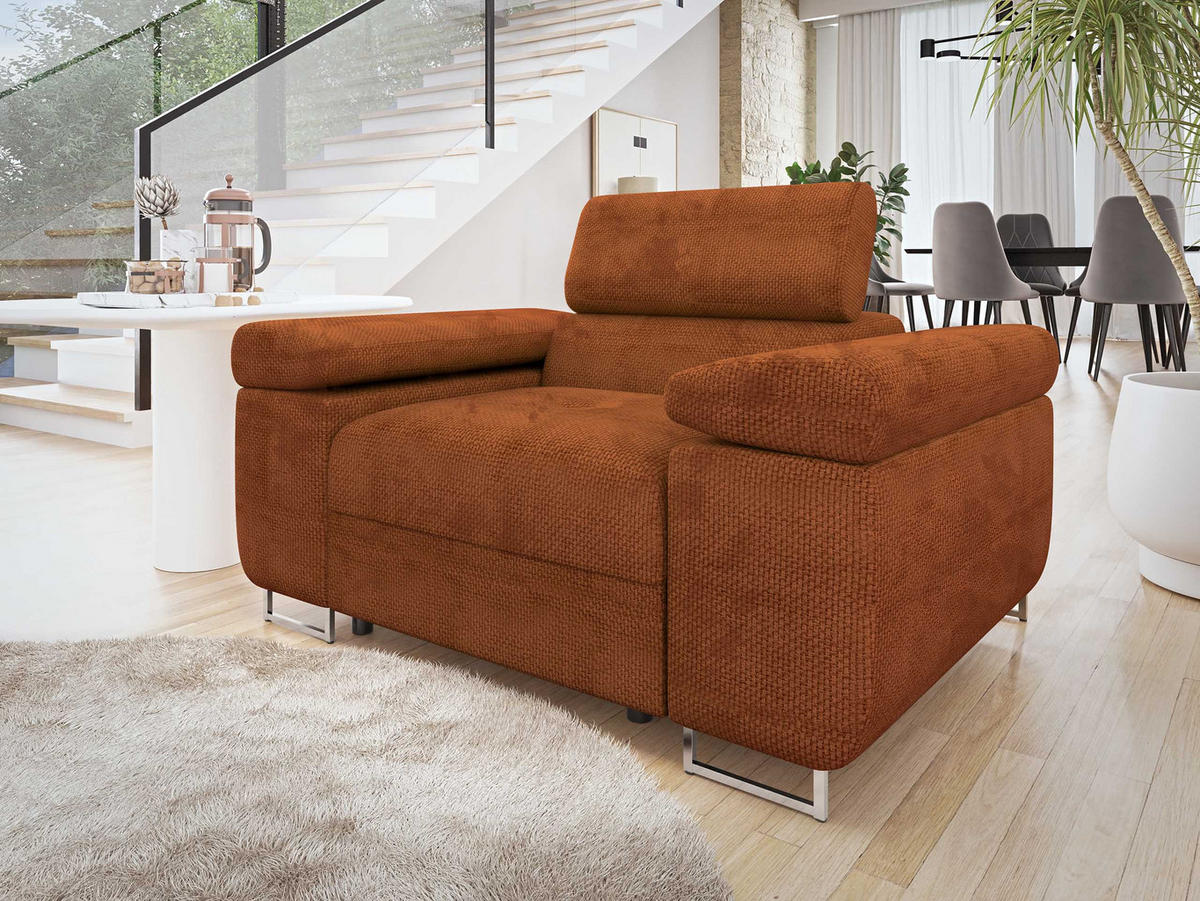SESSEL Torezio - Dunkelorange, Holz/Textil (134/90/102cm) - MIRJAN24