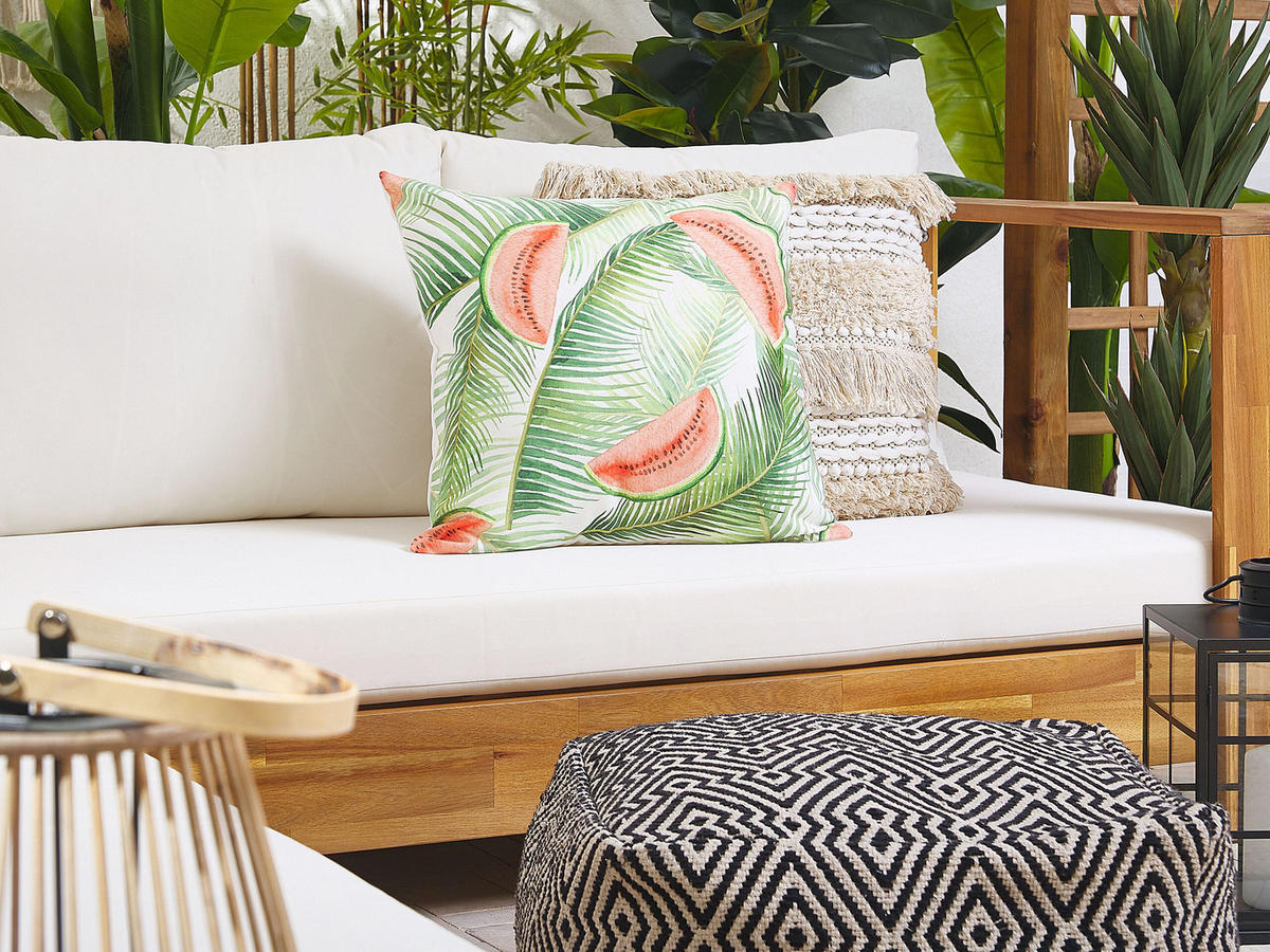 GARTENKISSEN 2er-Set Melonen-Motiv bunt 45/45 cm Lovoleto - Hellgrün, Textil (45/45cm) - Beliani