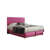 BOXBETT LUPIN, 200 x 200 cm, Double Bed für Schlafzimmer, Elegant Matratze und Bettkasten, Rosa - Rosa, Holz/Textil (200/200cm) - Trada