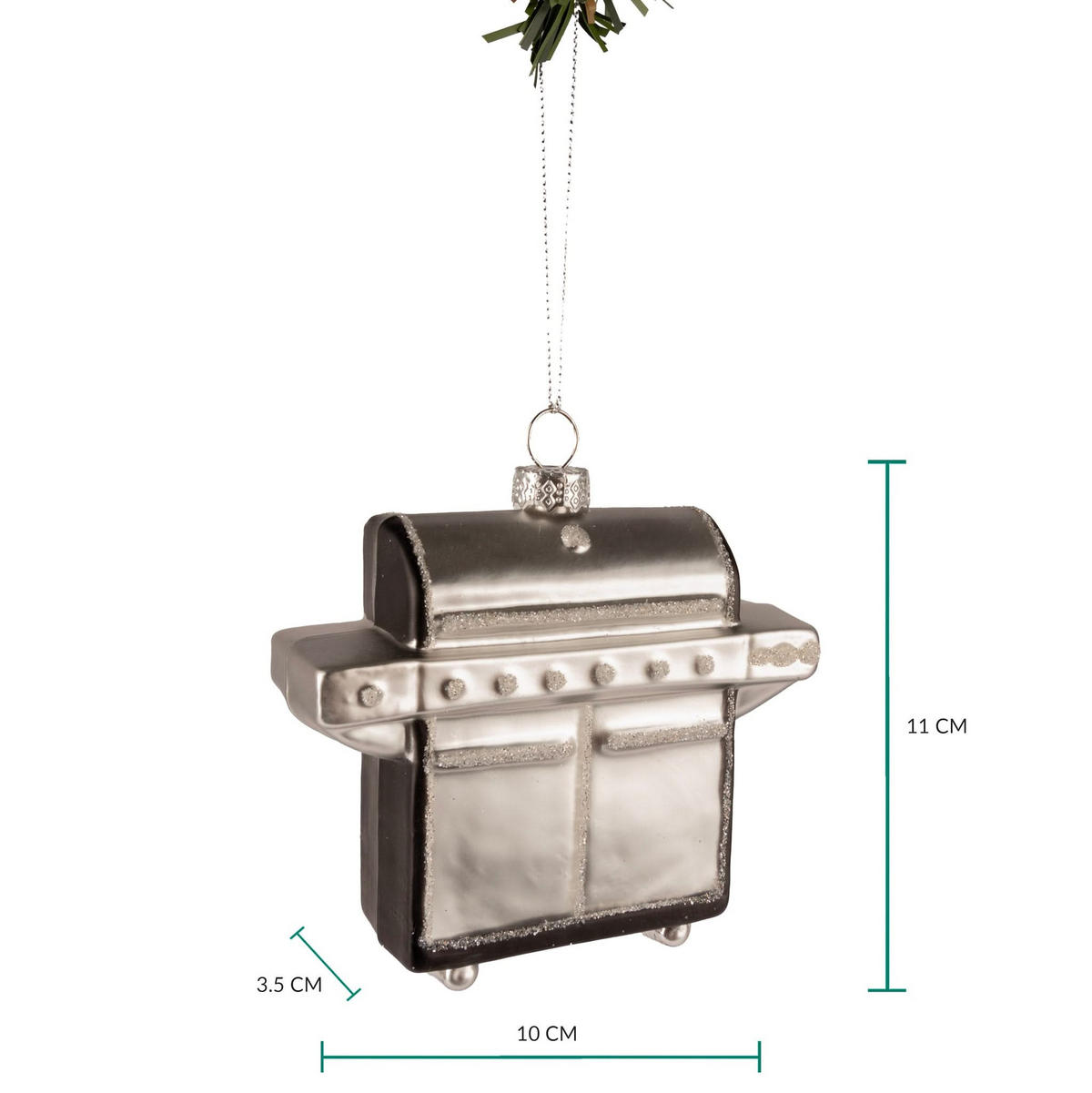 WEIHNACHTSKUGEL BBQ 11 cm - Silberfarben, Glas (4/11/1cm)