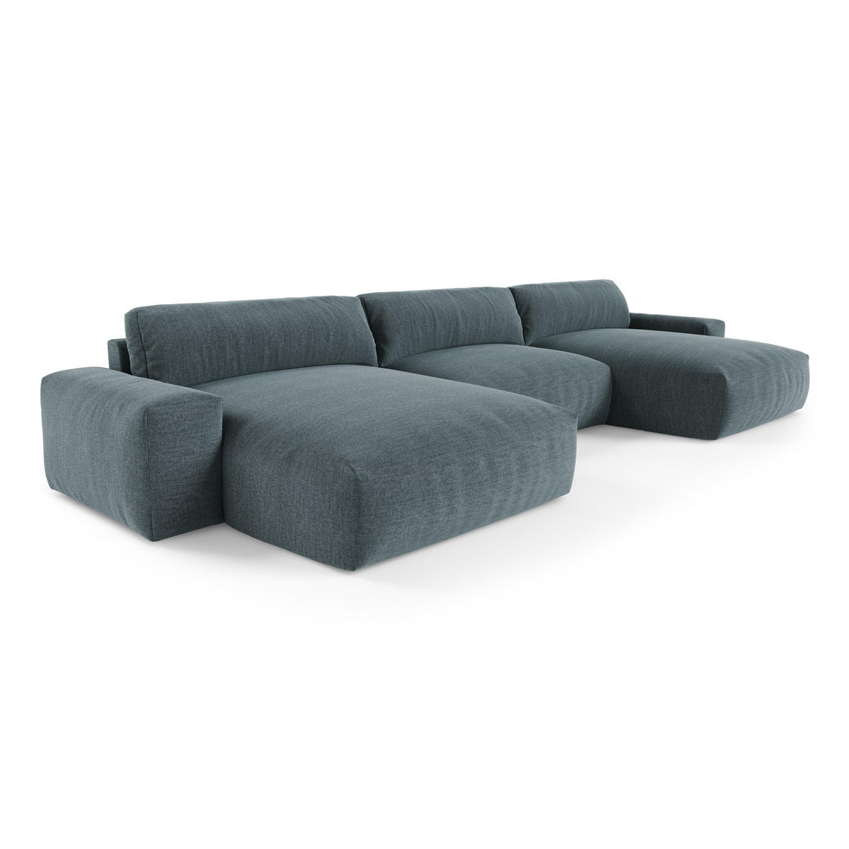 WOHNLANDSCHAFT Rastergewebe Jeansblau 420cm - Blaugrau, Textil (420/75/174cm) - Sia Home