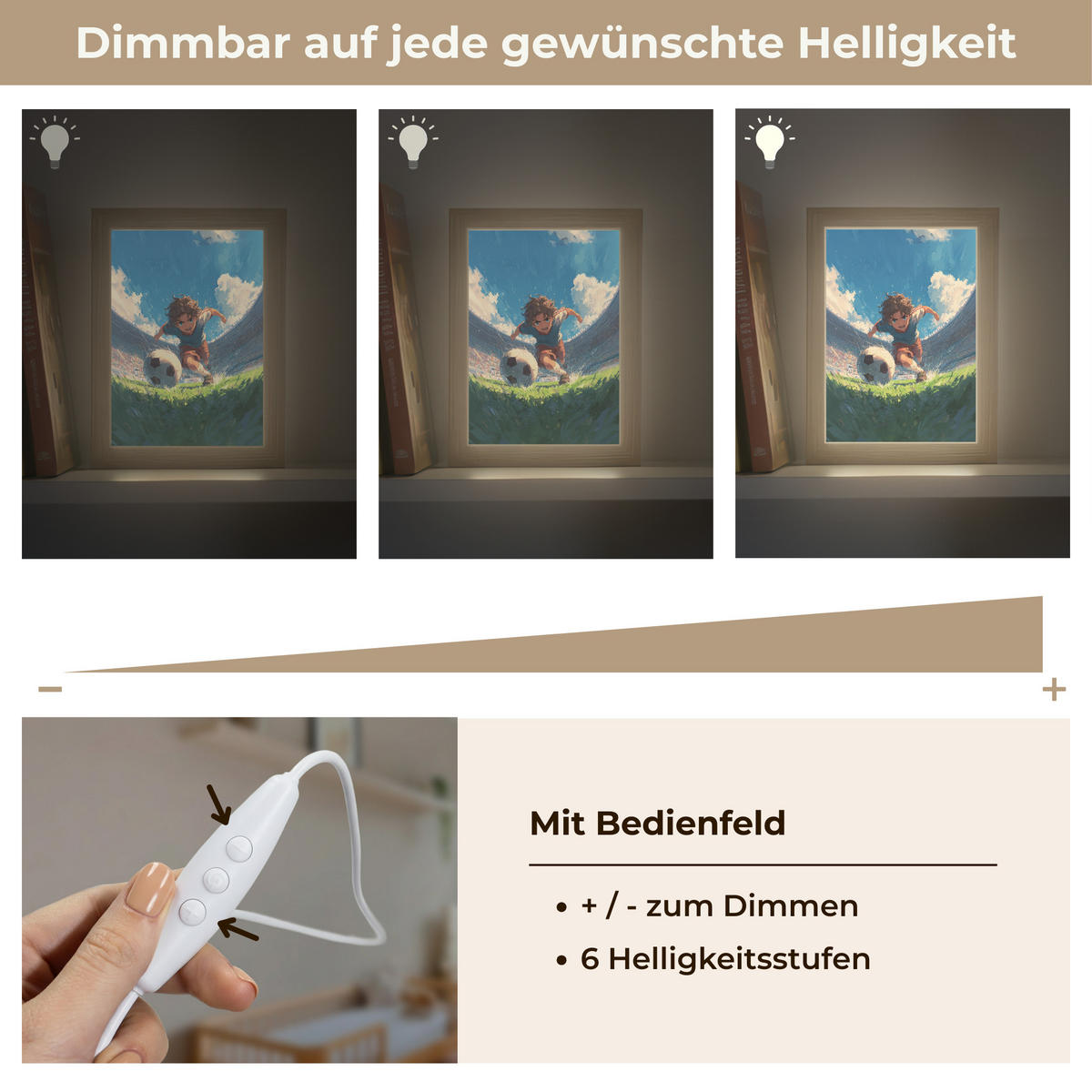 NACHTTISCHLAMPE Stadion - Fußballer - Ball 15x20 cm - Blau, Holzwerkstoff (8/15/20cm)