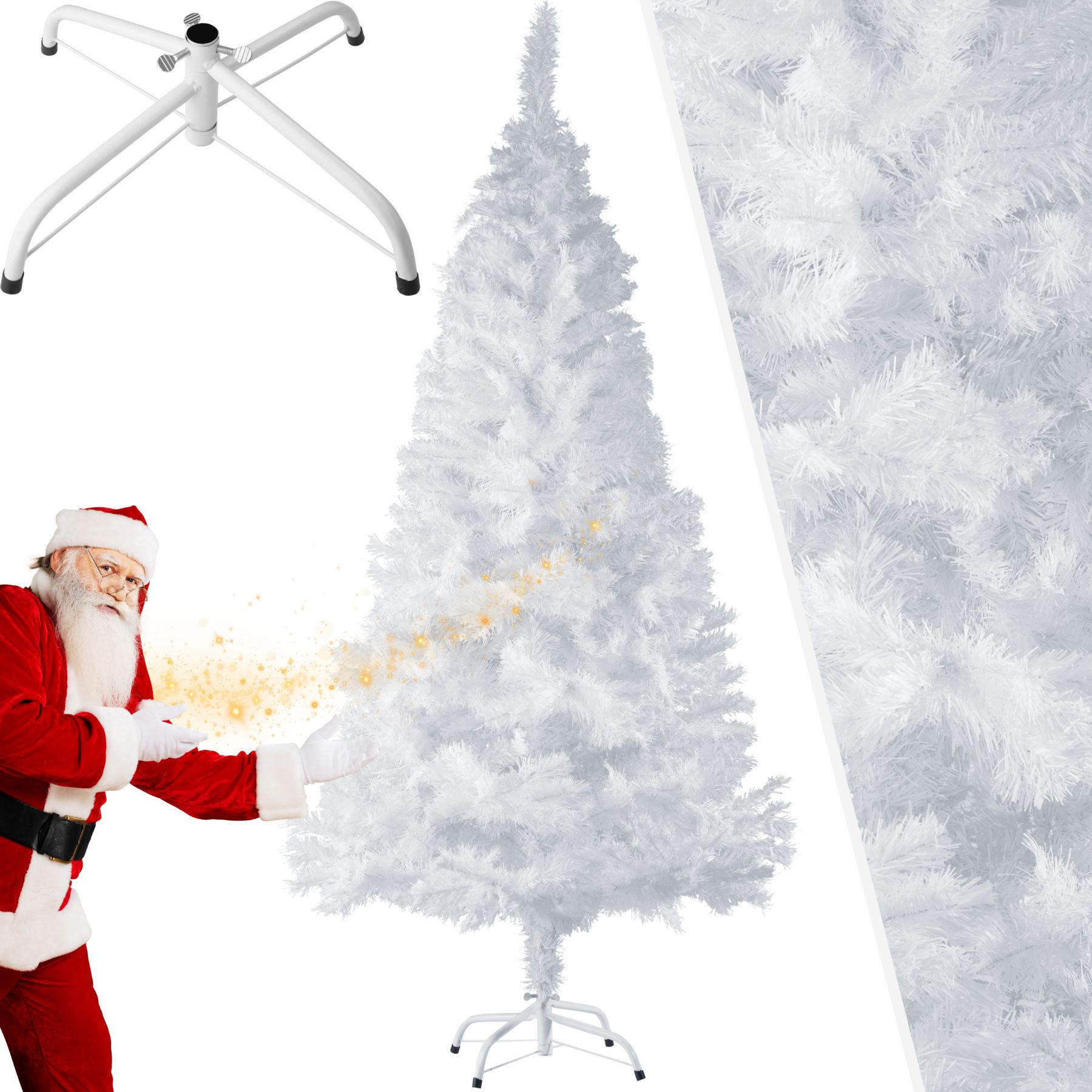 WEIHNACHTSBAUM ,inklusive Metallständer mit Kunststoffkappen,weiß - Weiß, Kunststoff (180cm) - tectake