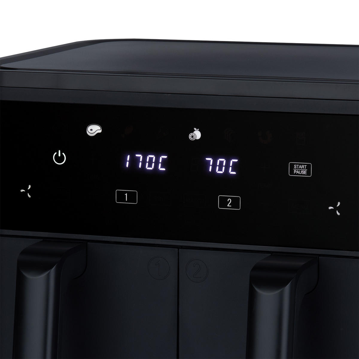 AIRFRYER XXL FRY900, Schwarz, Fritteuse ohne Öl, 2 Becken, Kapazität 9L - Schwarz, Metall (39/30/35cm) - HKoenig