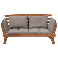 GARTENSOFA Eukalyptusholz hellbraun verstellbare Armlehnen 210 cm Portici - Hellbraun, Holz (210/82/66cm) - Beliani