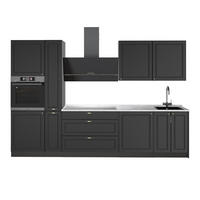 KÜCHENZEILE Fame-Line, Anthrazit-Gold Landhaus/Anthrazit, 310 cm, AP Marmor - Anthrazit, Holzwerkstoff (310/206.8/60cm) - Vicco