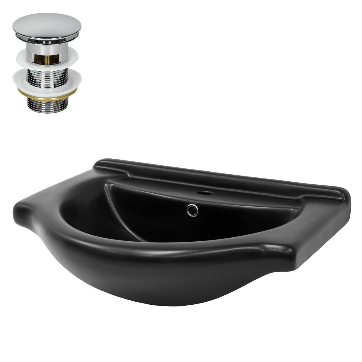 WASCHBECKEN - Schwarz, Keramik (51.5/21.5/67.5cm) - ML-DESIGN