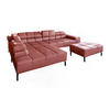 ECKSOFA NELSON Rot Leder - Rot/Schwarz, Leder/Metall (321/216cm) - KAWOLA