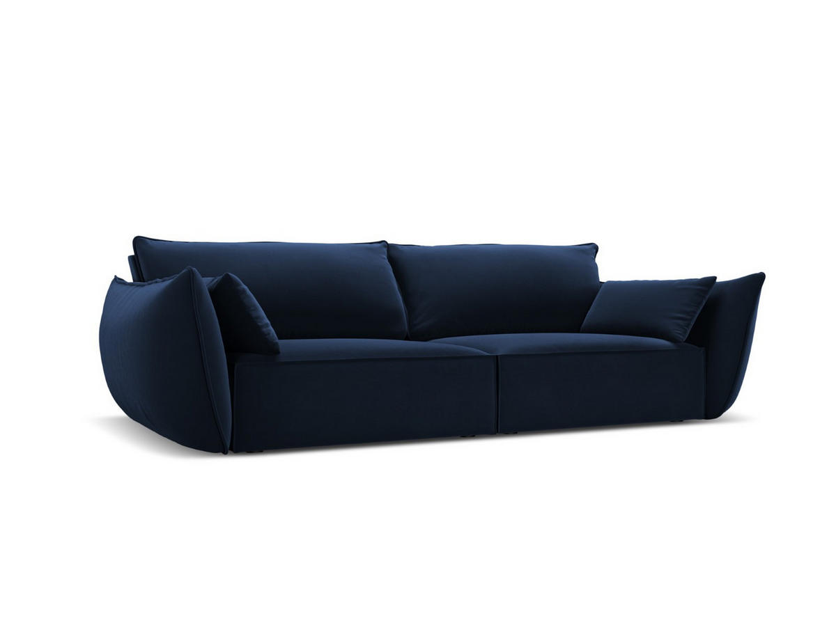 SOFA Kaelle aus Samt königsblau 3 Sitzplätze - Blau, Textil (100/85/208cm) - Micadoni
