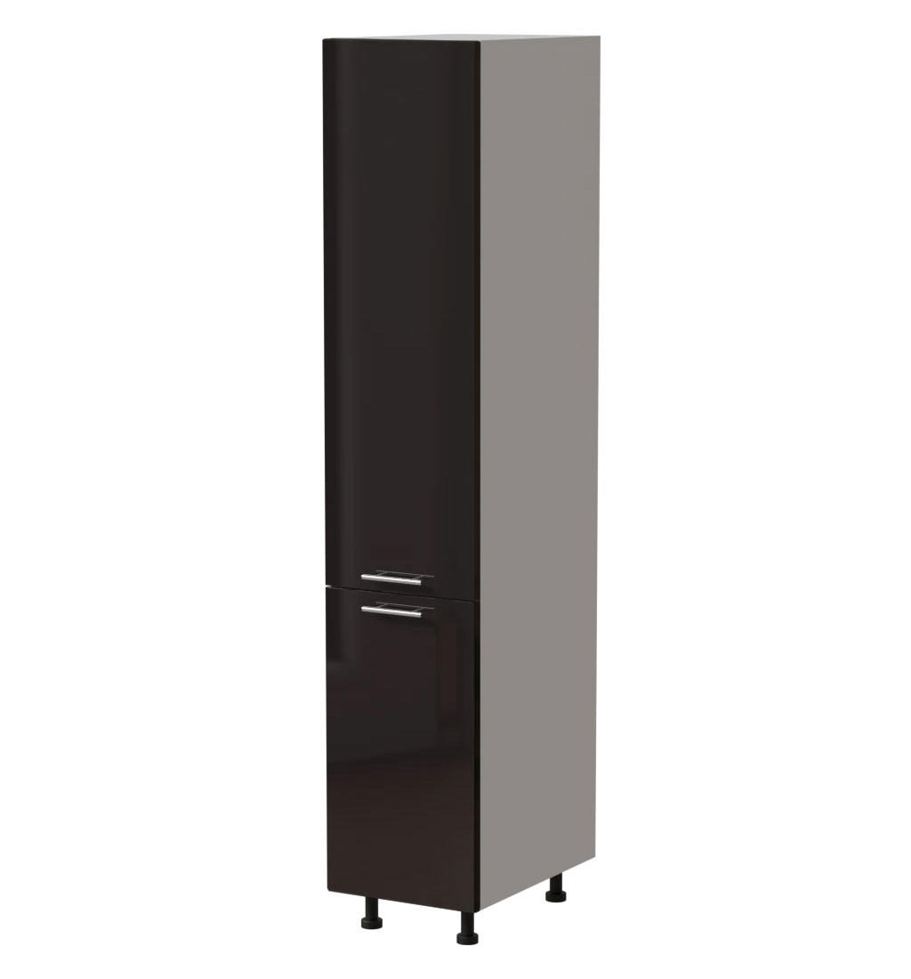 Feldmann-Wohnen Apothekerschrank Schwarz Hochglanz, Weiß 40x207x59 cm