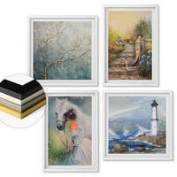 WANDBILDER 4er-Set - 50x50 cm & 40x60 cm Weißer Rahmen - Leuchtturm, Landschaft, Mädchen, Pferd - Weiß, Kunststoff (50/50cm) - ArtPrintCave