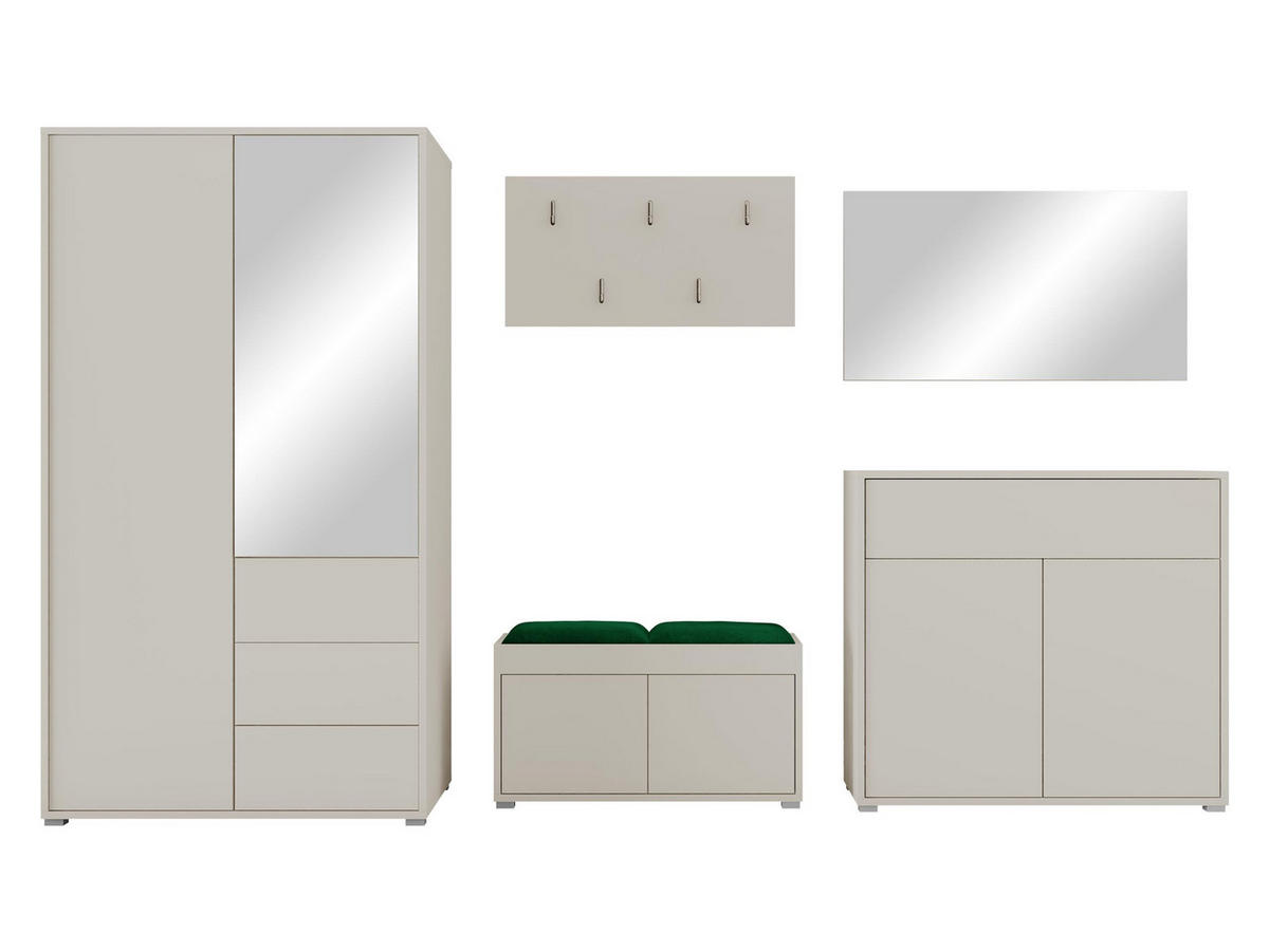 GARDEROBEN-SET Gesita V - Kaschmir/Silberfarben, Holzwerkstoff/Kunststoff (100/178/59cm) - MIRJAN24