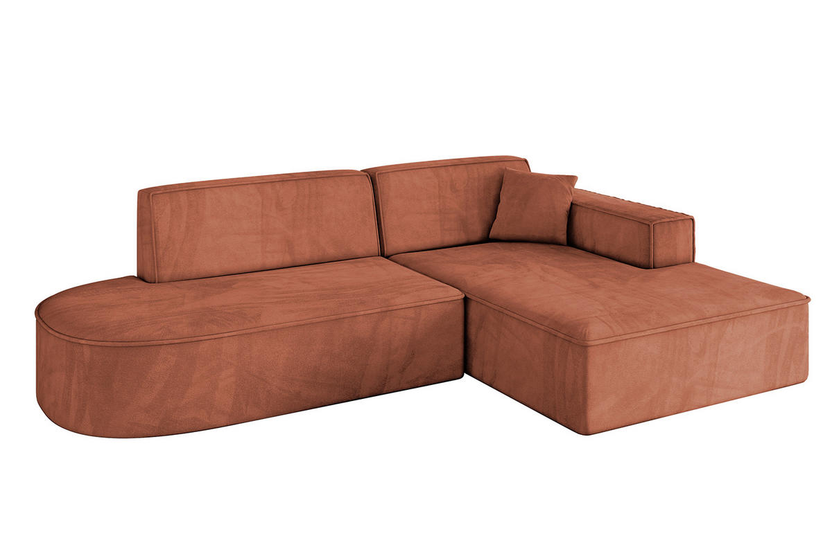 ECKSOFA Ottomane Rechts IREA-L1-v4 - 233x165x72,5 cm Apricot - Koralle, Holzwerkstoff/Textil (233/165cm) - ALTDECOR