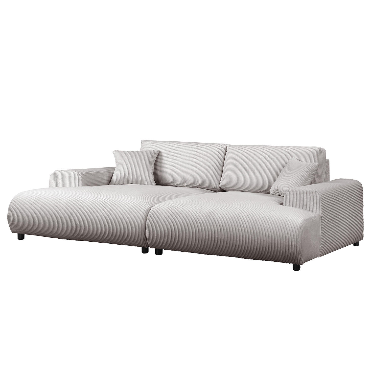 BIGSOFA - Hellgrau/Schwarz, Kunststoff/Textil (237/79/144cm) - home24