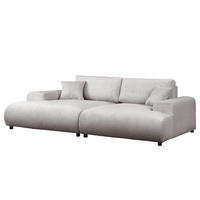BIGSOFA - Hellgrau/Schwarz, Kunststoff/Textil (237/79/144cm) - home24