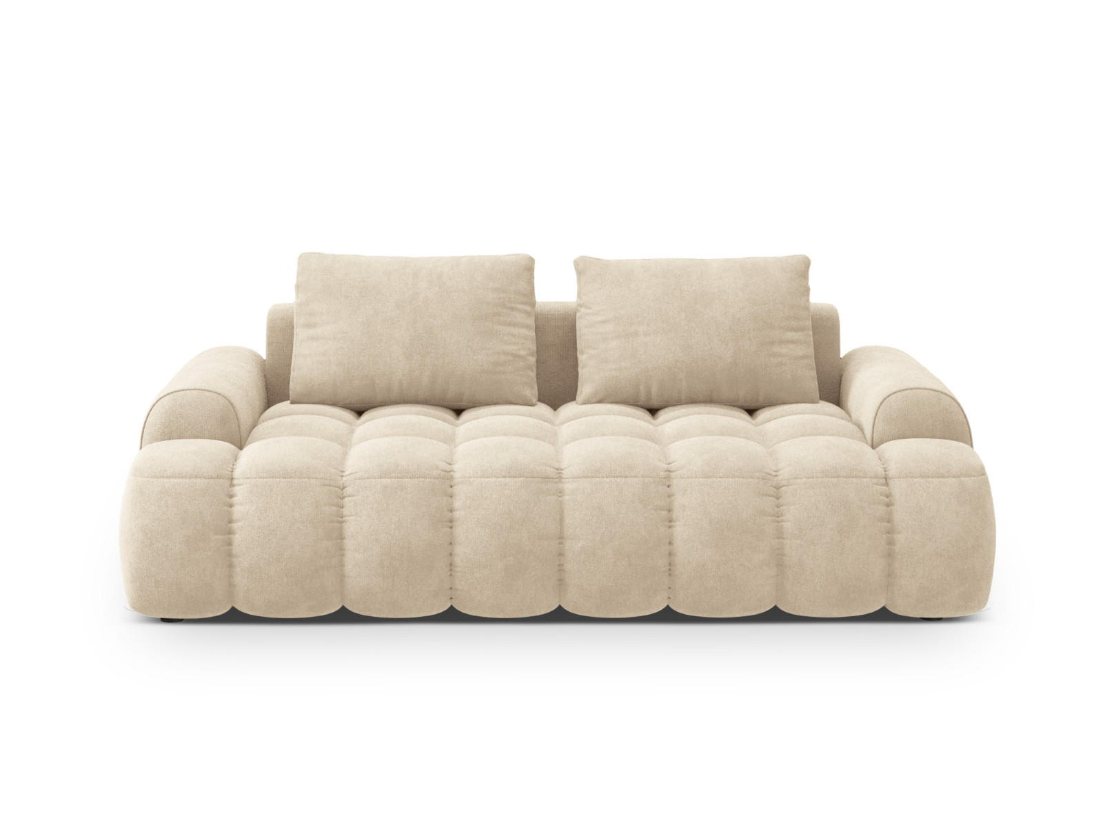 SOFA Linz aus Samt leichtes beige 3 Sitzplätze - Creme, Textil (100/84/200cm) - Cosmopolitan Design